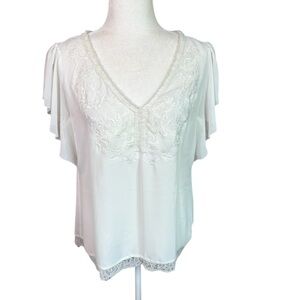White House Black Market Elegant White Embroidered Women's Top